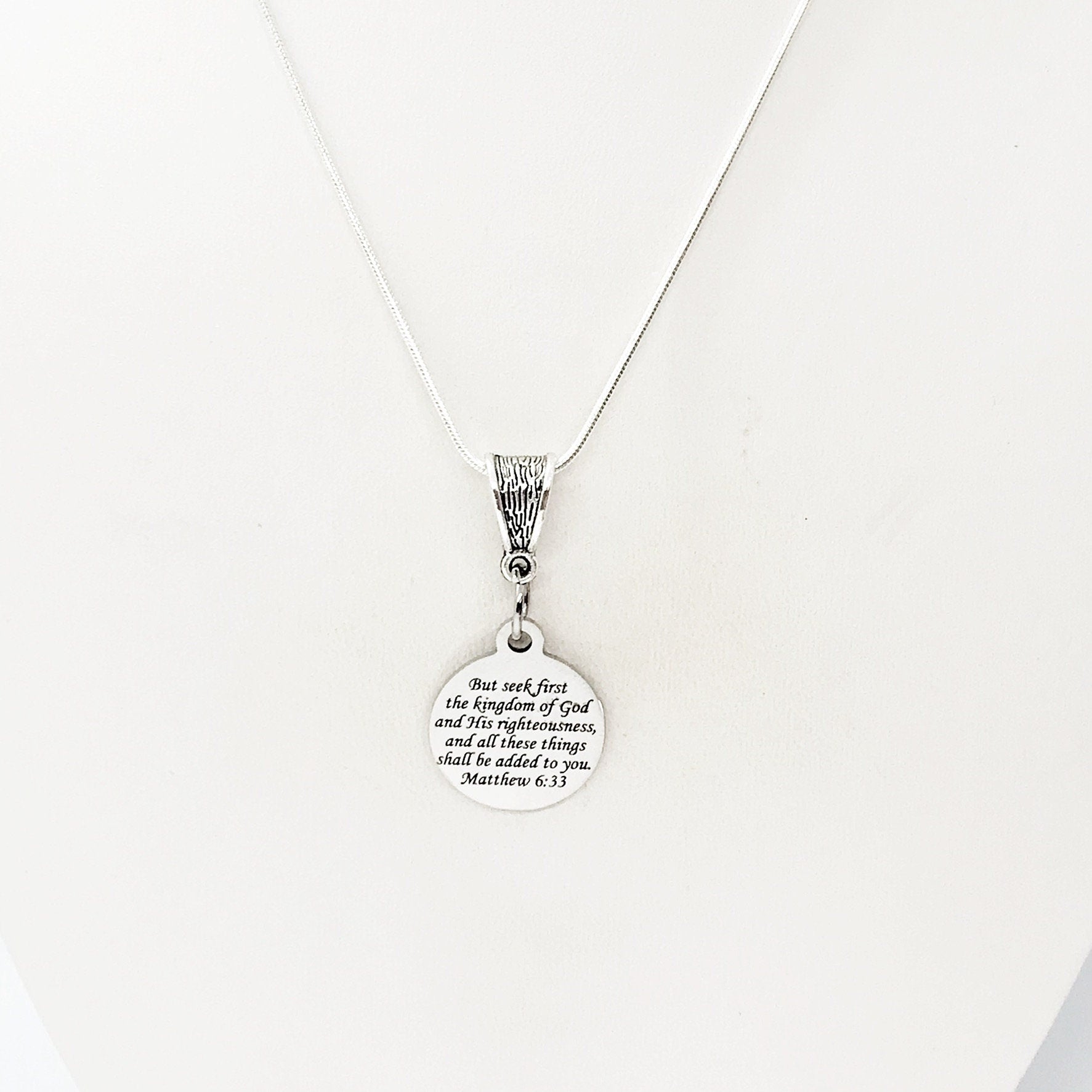 Scripture Gift, Seek First The Kingdom Of God Necklace, Matthew 6 33, Scripture Jewelry, Bible Verse Jewelry, Bible Verse Necklace