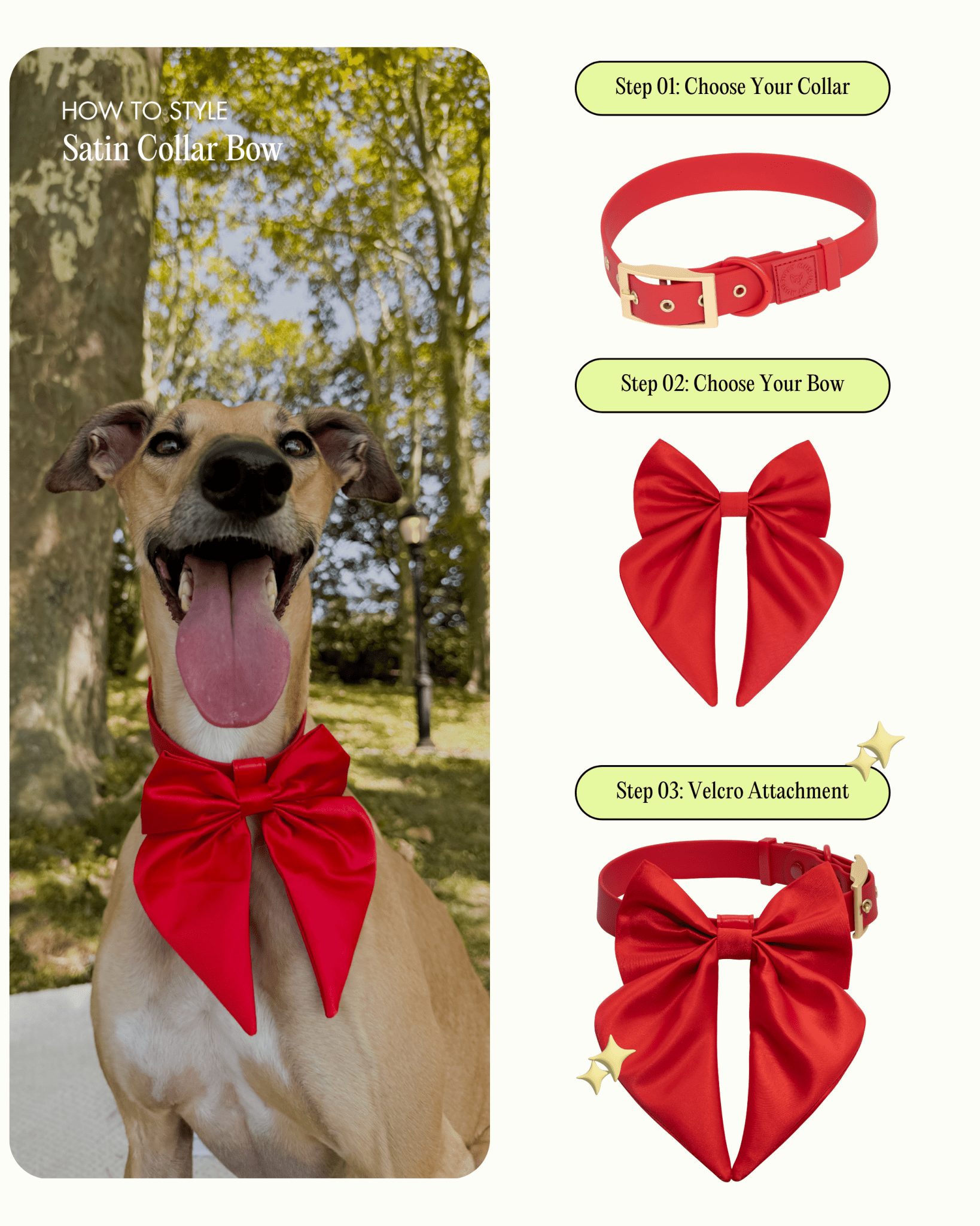 Satin Collar Bow - Cherry