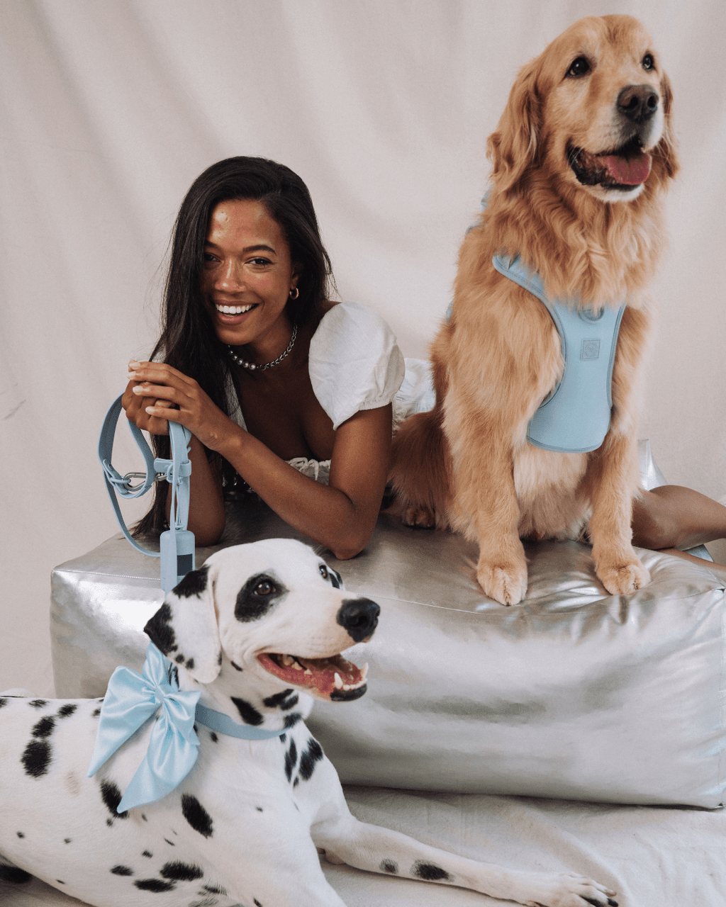 Satin Collar Bow - Sky