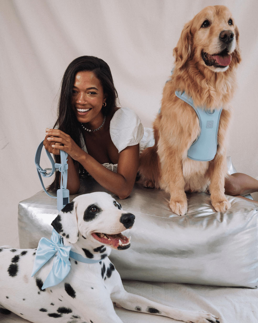 Satin Collar Bow - Sky